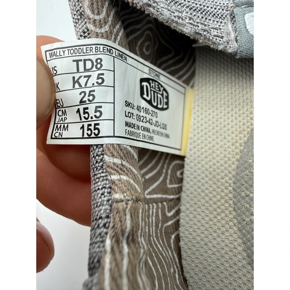 Hey‎ Dude Wally Toddler Blend Linen Stone Grey Slip On Loafers Shoes TD8